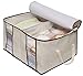 MISSLO Foldable Storage Bag Organizers 2 Divided Sections Underbed Organizer for Clothes Comforters Blankets (Beige)