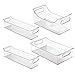 mDesign Kitchen, Pantry, Refrigerator, Freezer Storage Organizer Bins - Set of 4, Clear