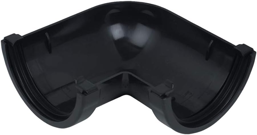 FloPlast 112mm Round Gutter Pipe 90 Degree Angle Elbow Bend Black