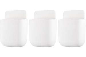kulusion 3 Pcs Remote Control Holder, Wall Mount Pen Holder Hole-Free Self Adhesive Phone Charging Organizer Pencil Storage Containers for Home Office School Supply Orgaizer ​(White