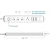TROND Surge Protector Power Strip with USB, Ultra Thin Flat Plug 6ft Extension Cord 1625W, 3 USB A & 1 Type C, 4 AC Outlets 1440J Surge Protection ETL Listed, Wall Mount for Home Office Dorm, White