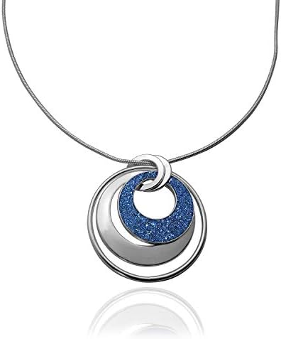 XS Accessories Open Disc Pendant Necklace in Pink & Gold, Light Blue & Silver, Blue & Silver or Black & Silver for Women