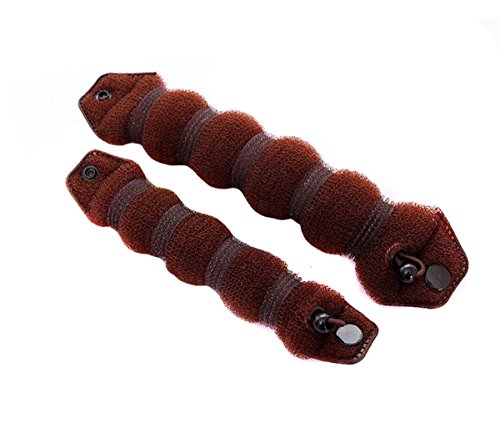 Women Lady Girls Magic Hair Styler Hair Twist Buds Sponge Hot Hair Donut Bun Ring Styling Maker (1 large+2 small) (Brown)