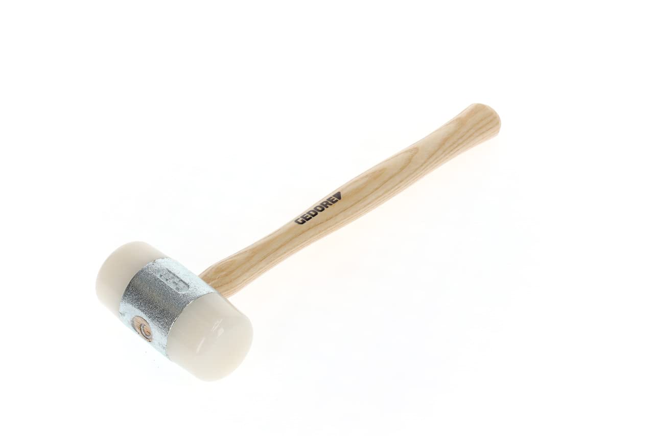 GEDORE Nylon Hammer with Wooden Handle, Leather Hammer, Dia. 60 mm, Hammer with ash Wood Handle, Tool, Forged, 225 E-60