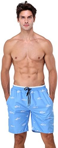 youvimi Men's Striped Printed Beach Shorts Swim Trunks Mesh Lining