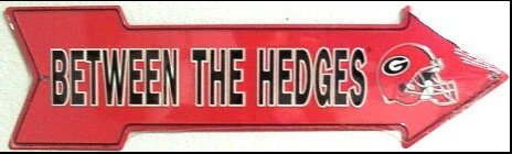 Smart Blonde NCAA University of Georgia Bulldogs Between the Hedges Embossed Vanity Metal Arrow Sign AS25012