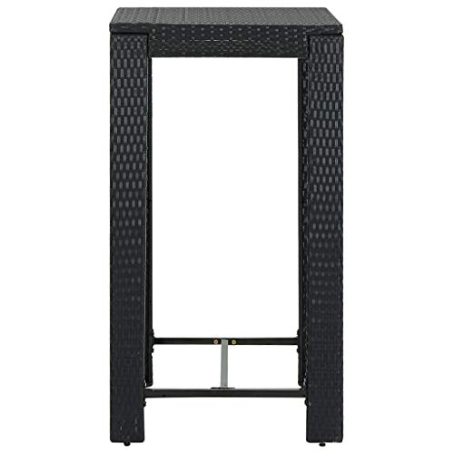 vidaXL Garten Bartisch Gartentisch Stehtisch Bistrotisch Tresentisch Partytisch Balkontisch Terrassentisch Schwarz 60,5x60,5x110,5cm Poly Rattan – Bild 2