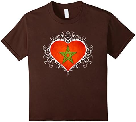 Kids Morocco Flag Shirt. I Love Morocco Moroccan T Shirt  8 Brown
