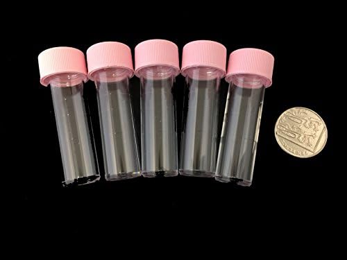 5ml plastic test tubes vials sample containers powder craft with pink screw caps (40)