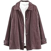 Minibee Women's Corduroy Jackets Long Sleeve Coats Button Down Outwear Tops with Pockets