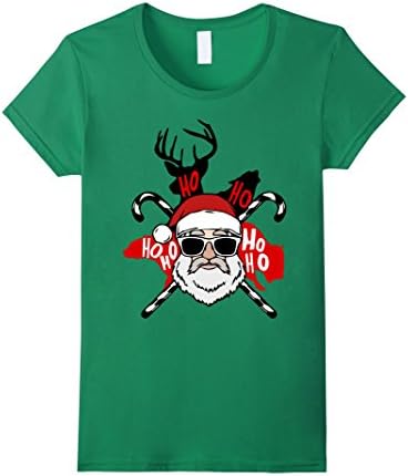 Womens Cute Hipster T-Shirt Cool Santa Claus Clause Ho Ho Ho Mens Medium Kelly Green