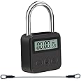 Metal Timer Lock, LCD Display Multi-Function Electronic Time, 99 Hours Max Timing, USB Rechargeable Timer Padlock (Black)