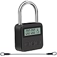 Metal Timer Lock, LCD Display Multi-Function Electronic Time, 99 Hours Max Timing, USB Rechargeable Timer Padlock (Black)