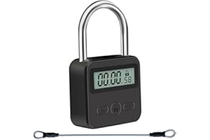 GREATYYT Metal Timer Lock, LCD Display Multi-Function Electronic Time, 99 Hours Max Timing, USB Rechargeable Timer Padlock (Black)