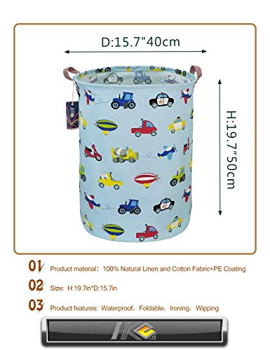 HKEC Kids Laundry Basket,Boys Toy Storage Bin,Baby Dirty Clothes Hamper,Nursery Hamper for Bedroom,Gift Baskets(Car)