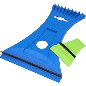 CARTREND 96189 Duo IJskrabber met messing lemmet, in ergonomisch design met geïntegreerde spiegelreiniger