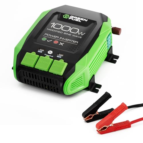 Green Fuel 1000W Modified Sine Wave Power Inverter, 2000W Peak, 12V to 120V