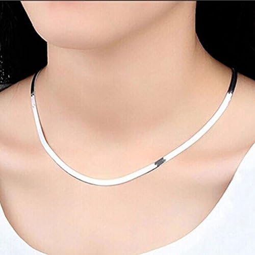 shoppingmal S925 Sterling Silver Flat Blade Snake Chain Necklaces For Men Women Short Paragraph Clavicle Chain