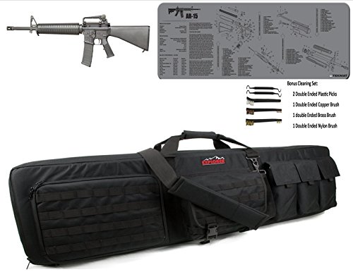 Explorer 3 Rifle TACTICAL .223/5.56MM Soft Case with Black TACTICAL .223/5.56MM TekMat & Bonus 5 PC Brush & Pick Cleaning Set (BLACK CASE)