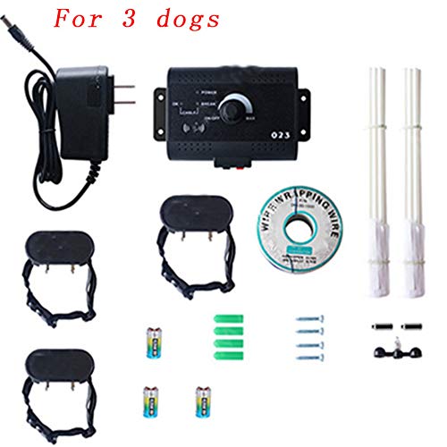 In-Ground Fence Systems and Waterproof Receiver Collar,Underground Electric Pet Fence,Stay & Play Invisible Wire Fence for Stubborn Dogs,Area-up to 5000 Square Meters (Over 1.2 Acres),for3dogs