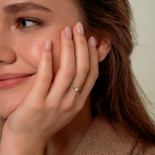 EDELIND 18k Gold Ladies Engagement Ring - 0.05-1 Ct GIA Certified Real Diamond 750 Yellow Gold - With Gift Box - Love Symbol