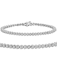 AGS Certificado 3 ct TW Diamond Tenis pulsera en oro blanco de 14 K 7 inch