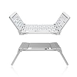 iClever IC-BK03W Portable Folding Ultra Slim Pocket Size Bluetooth Keyboard Wireless with Carry Pouch, Premium Aluminum Alloy Housing, Designed for IOS Android Windows (White)