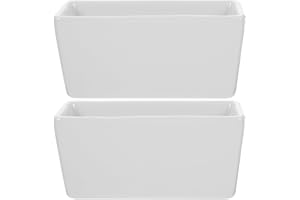 2Pcs Ceramic Sugar Bowl Set White Rectangular Sugar Container with Lid Flat Bottom Porcelain Dispenser for Coffee and Tea Ser