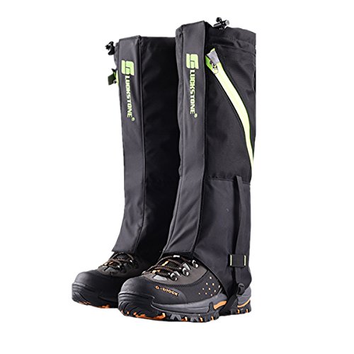 UNISTRENGH Waterproof Double-Deck High Leg Gaiter for Men and Women Hiking Skiing Snow Shoes Gaiter, Black - Thumbnail 7
