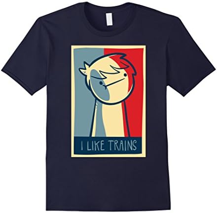 Men's I Like Trains T Shirt Small Navy