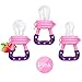 Baby Food Feeder 3 Pack Silicone Fruit Pacifier Teething Reusable Pouches Pacifier Pink by Mluchee(S,M,L)
