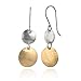Stera Jewelry 925 Sterling Silver & 14k Gold Filled Graduated Textured Discs Dangle Earrings