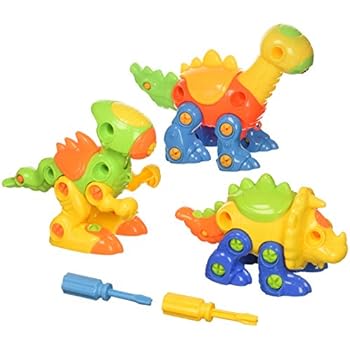 Dinosaur Take Apart Toy Set for Kids by Dimple - Premium Pack of 3 Educational Build Your Own Dino Toys, (106 Pieces) Top Construction Toy for Boys Girls & Toddlers, Great for Children