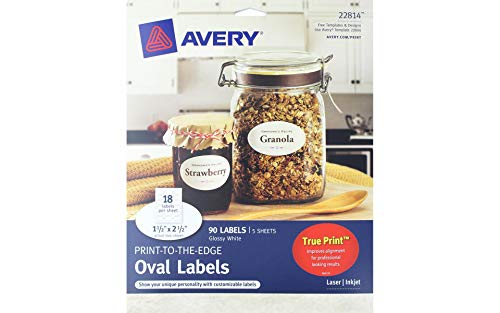 Avery Printable Blank Oval Labels, 1.5" x 2.5", Glossy White, 90 ...