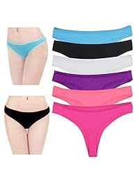DRESHOW 6 Pack Transpirable Ropa Interior dama Tangas Verano Algodón Ropa Interior Bikini Bragas Ropa Interior