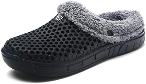 YUKTOPAUnisex Garden Clogs House Slippers Fur Lined Winter Breathable Walking Garden Shoes Warm Non-Slip Mule Footwear