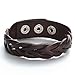 Godyce Brown Genuine Leather Bracelet Braided Wide Cuff Women Men Punk - Button Adjust