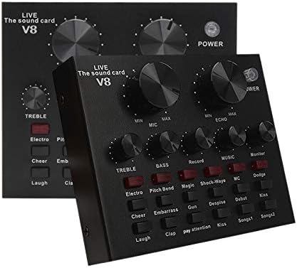 Naliovker V8 Sound Card Audio Set Interface External Usb Live Microphone Sound Card Function for Computer Pc Mobile Phone Singing Recording