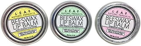 Organic Beeswax Lip Balm - Mixed 3 pack - Honey, Peppermint and Grapefruit Ginger - 0.5 oz - 25 grams - per tin (3 pack)