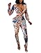 FOUNDO Women's V Neck Short Sleeve Tropical Floral Bodycon Jumpsuit Romper Pants