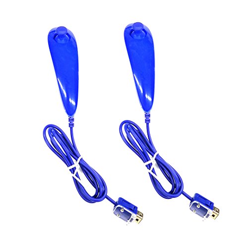 Nunchuck Controller Aoyoho Pack of 2 Blue Replacement Nunchuk Controller for Nintendo Wii Video Game