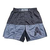 Anthem Athletics 50/50 MMA Fight Shorts - BJJ, Muay Thai, WOD, Cross-Training, OCR - Grey & Black - Medium