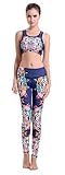 Woxlica Women's Printed Athletic Yoga Bra Tops and Legging Pants