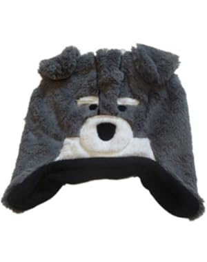 Toddler Boys Gray Fur Husky Dog Trapper Hat With Covered Ears