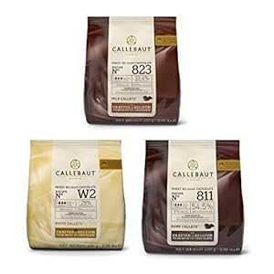 CALLEBAUT Ontvanger nr. 811, 823 en W2, couverture Callets, donkere chocolade, melkchocolade en witte chocolade, 400g…