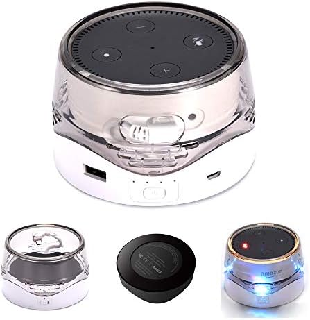 Modesty AI Smart Speaker Charging Station for Echo Dot (2nd Generation), Intelligent Portable Battery Base White, Protective transparent Case