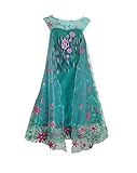 American Vogue ANNA ELSA FROZEN FEVER Girl's Birthday Dress Costume (7-8 Years, Green)