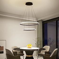 Dimmable LED Pendant Light for Dining Room, 2 Ring