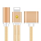 2 in 1 Braided Lightning to 3.5mm Headphone Jack Splitter Adapter & Charger Cable Converter for iPhone 7/ 7 Plus