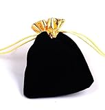 LBS Heavy Duty Drawstring Organza Wedding Gift Jewellery Candy Pouch Bags (10PC Black Velvet Bag 12x15cm)